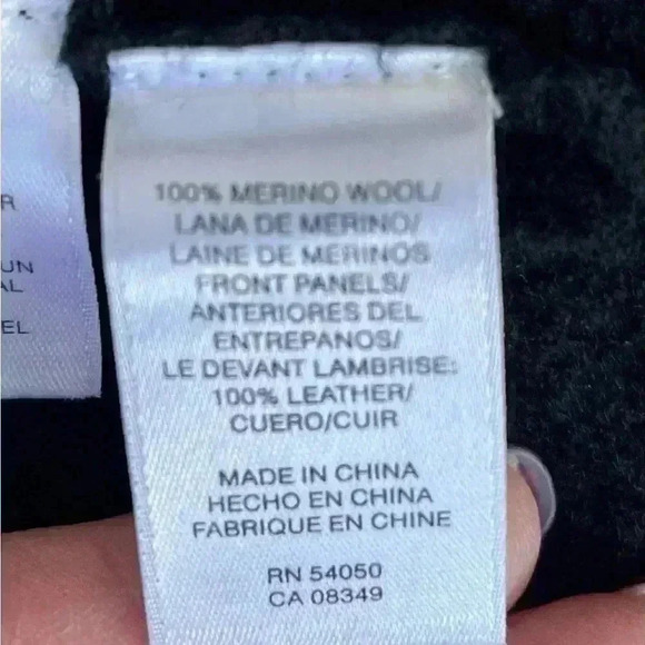 Joan of New York collection Jacket Black Merino Wool & Leather Size Med. - Picture 6 of 8